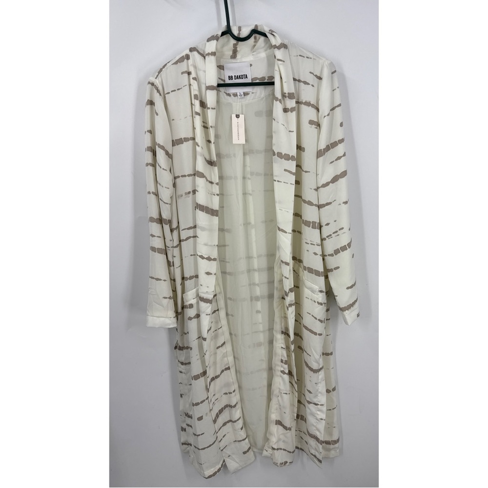 Anthropologie x BB Dakota Cream & Brown Women's Deedra DusterJacket L NWT